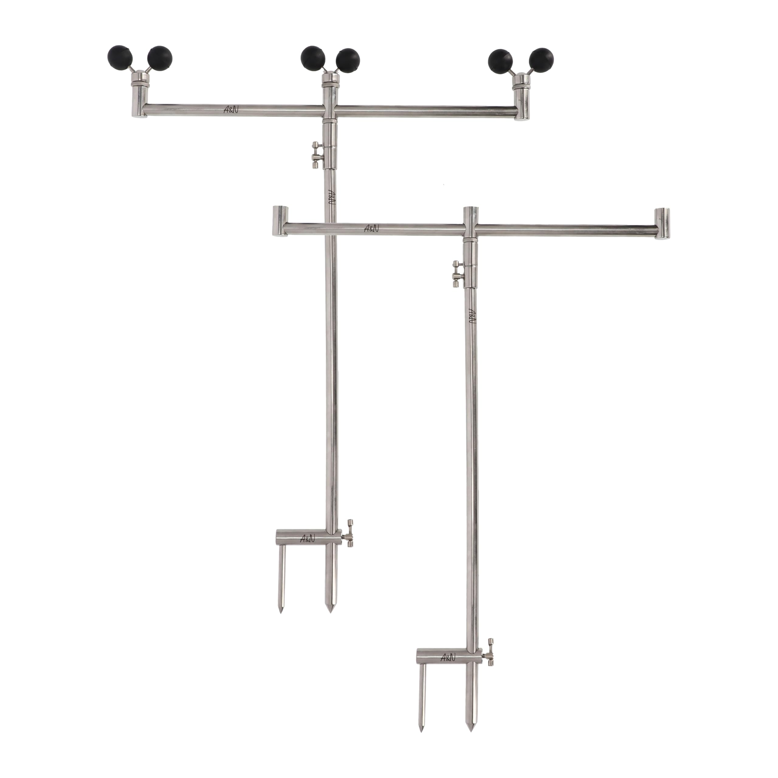 A&N Edelstahl Rutenhalterset Buzz Bar 50-90cm für 3 Ruten Karpfenangeln