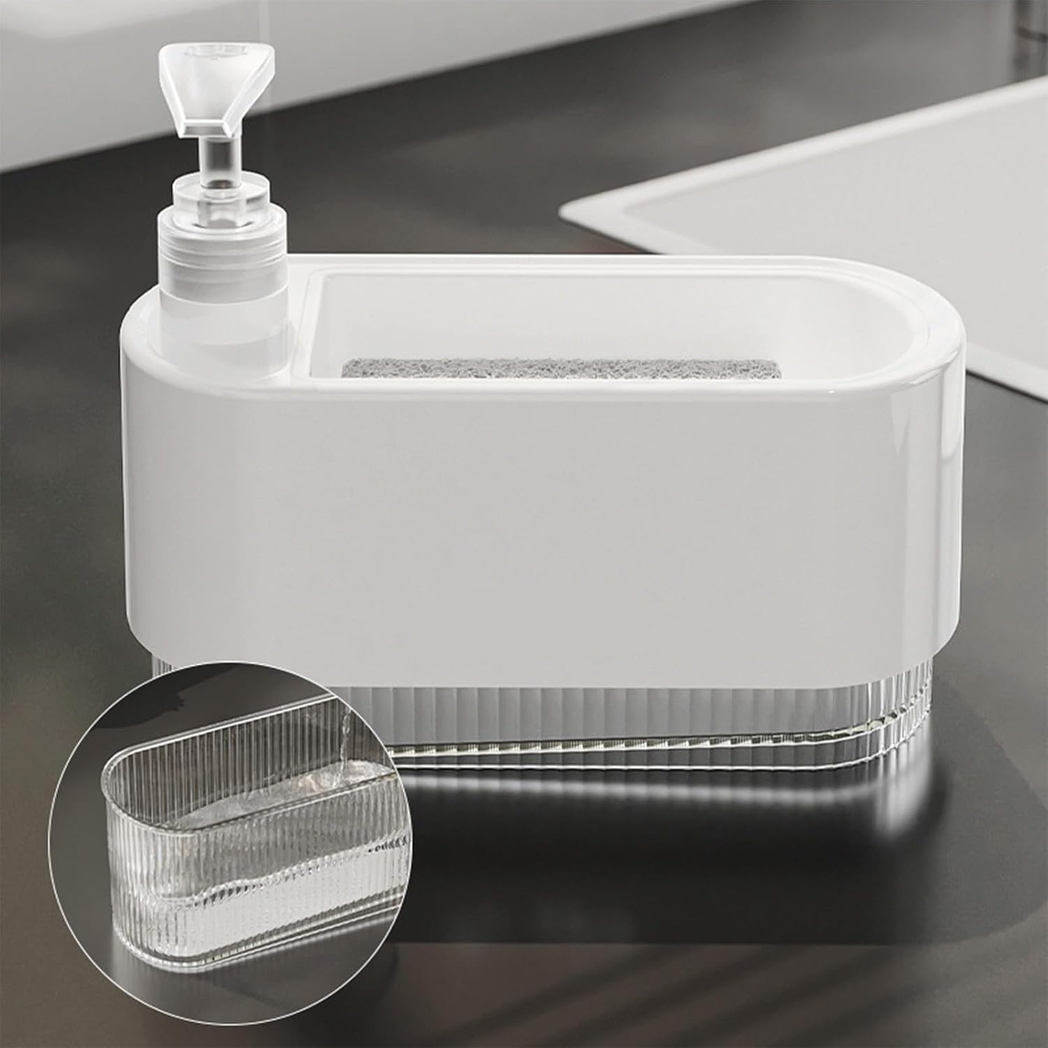 Modern Leak Dishwashing Liquid Dispenser Sponge Holder Press Pumps Container for Countertop Organization Leak Kitchen Organiser