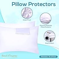 Vista 2 de Elaine Karen Paquete de 2 protectores de almohada de vinilo – Fundas de almohada con cremallera de tamaño estándar – 100% impermeables, a prueba