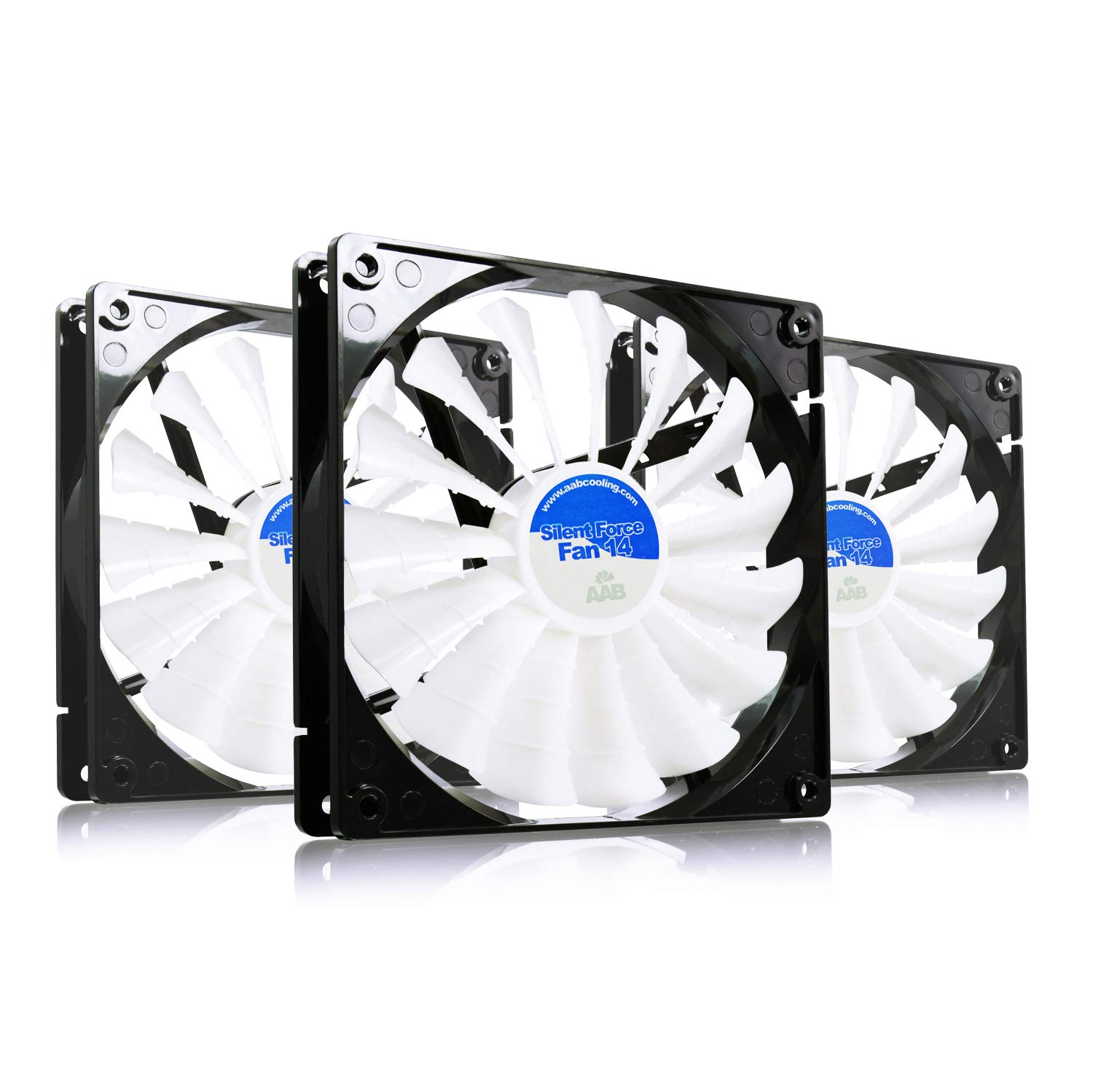 AABCOOLING Silent Force Fan 14 - Leiser und effizienter 140 mm Gehäuselüfter mit 4 Anti-Vibrations-Pads, Prozessorlüfter, Ventilator 12 V, 8,6 dB(A), 100 m³/h - Sparpack 3 Stück
