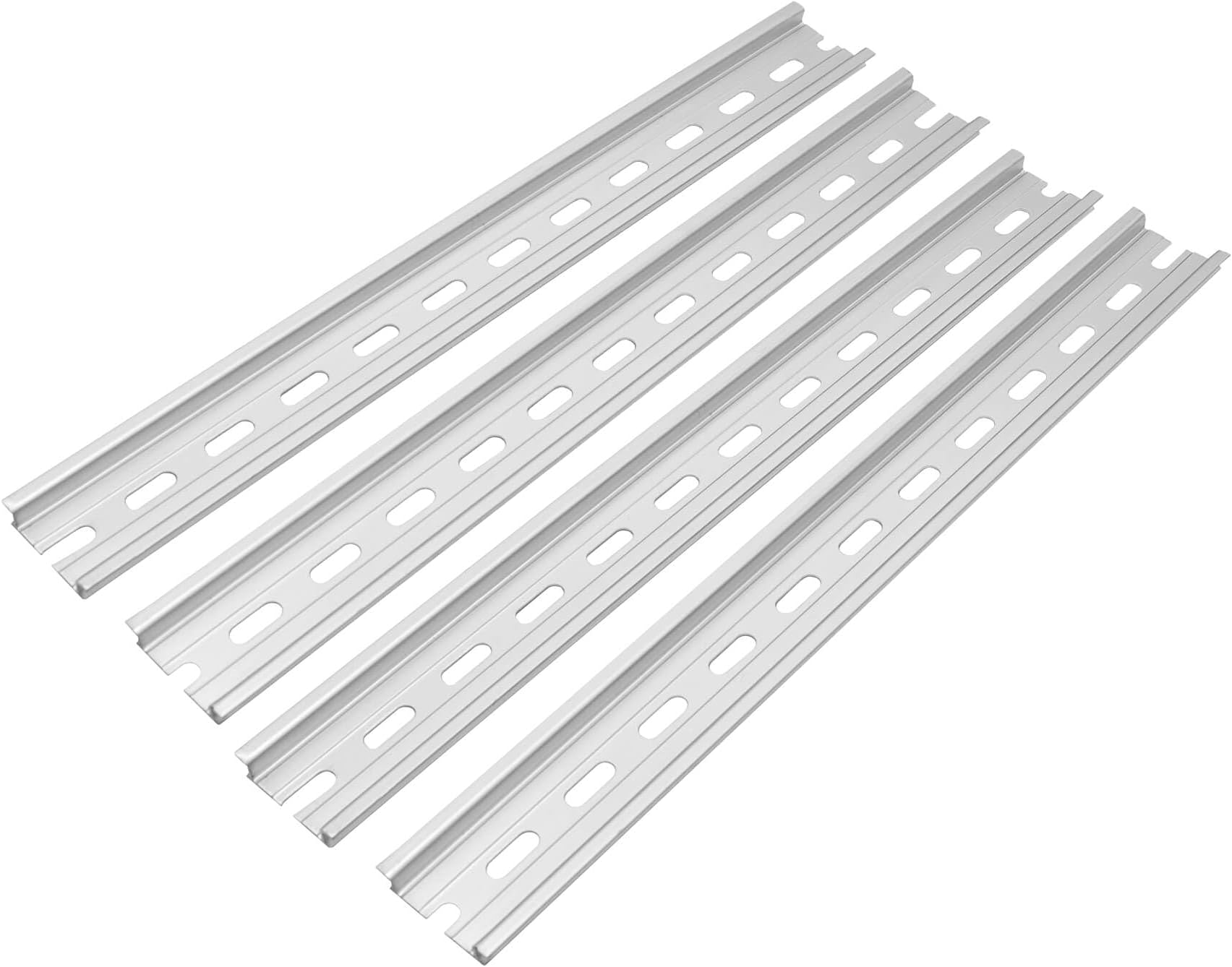 Bueyfolt 12 Inch DIN Rail Slotted Aluminum with RoHS, Used for Installing and Fixing Electrical, Electronic, and Automation Equipment, Pack of 4