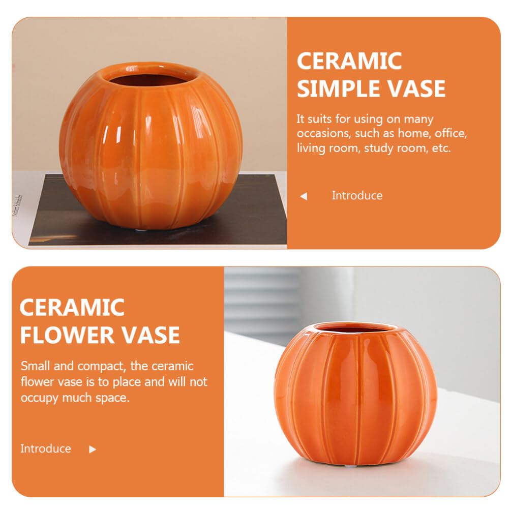 Abaodam Bougeoir en céramique en forme de citrouille pour Halloween, pot de bonbons, vase hydroponique, bougie chauffe-plat pour mariage, cheminée, table basse, décoration