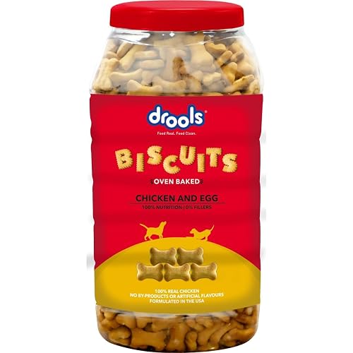 Drools All Life Stages Dog Treat Biscuits 400g Jar | Real Chicken Flavour | All Breed Formula | Promotes Lustrous Skin & Coat | Vitamins & Minerals | Reduces Tartar Build Up