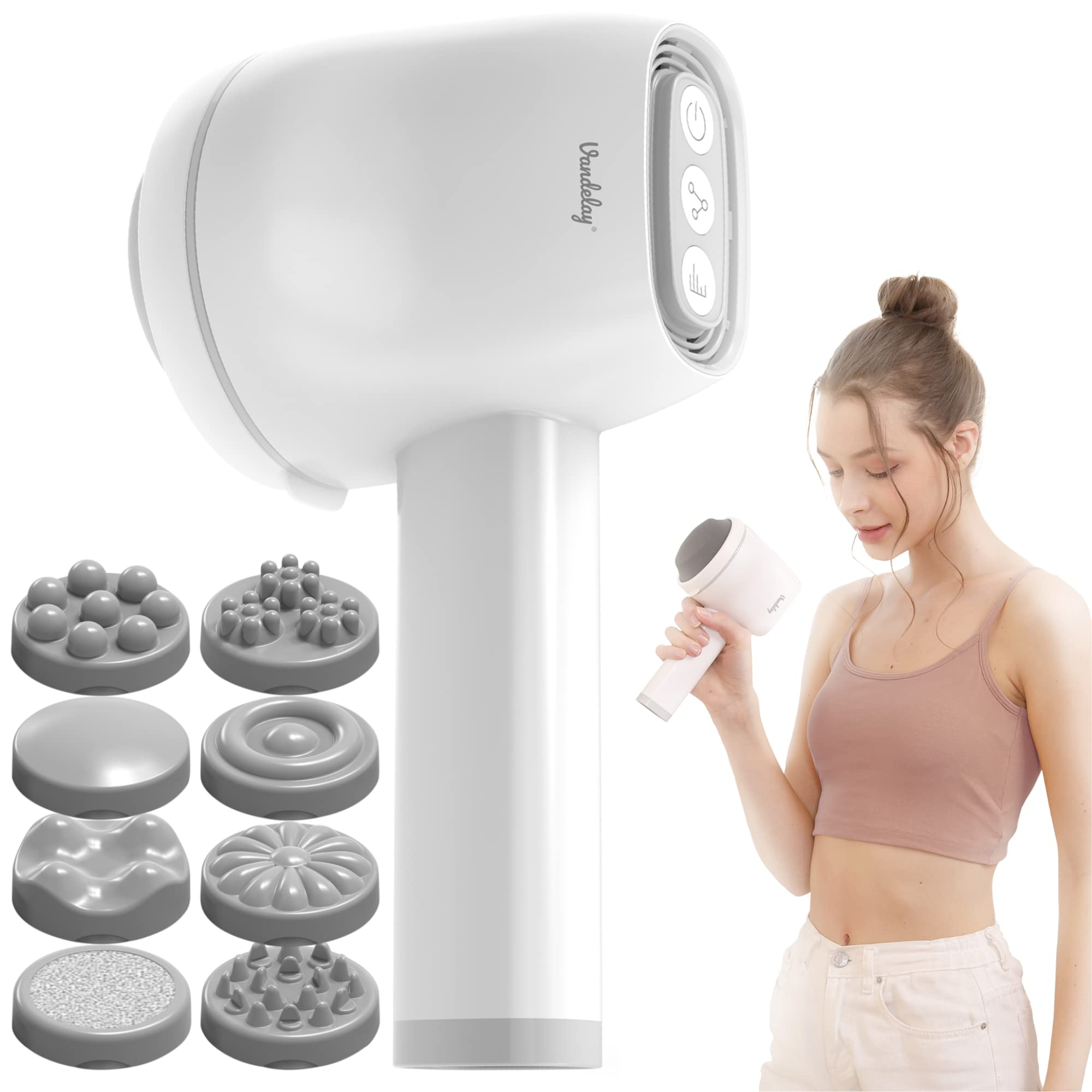 Vandelay (UK) Deep Tissue Wireless & Rechargeable Gun Massager - Electric Handheld Massager for Pain relief (HM-2000 Wireless), White-image-4