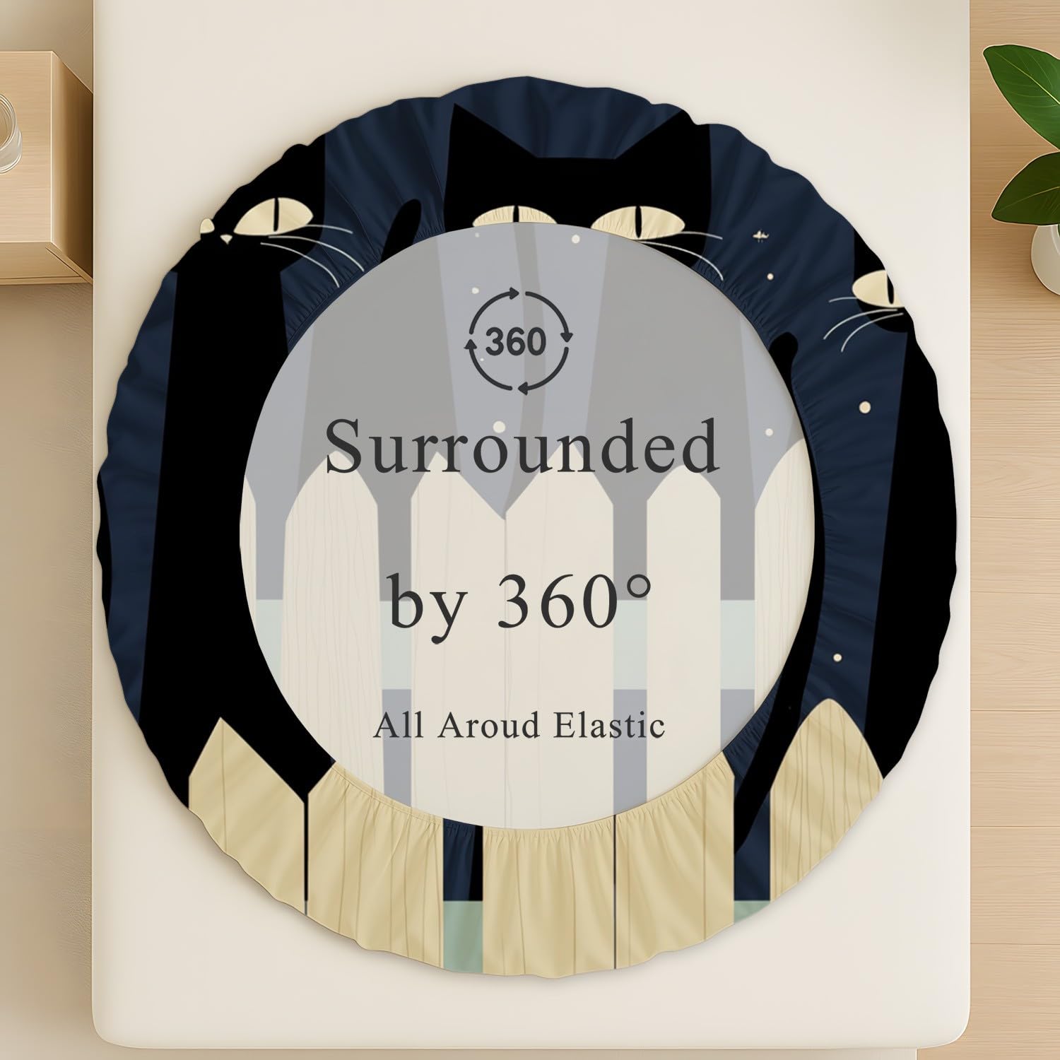 Juego de sábanas bajeras de dibujos animados con diseño de gato negro y luna y cielo estrellado, 30 cm de profundidad, microfibra transpirable, para decoración de habitación de niños y adolescentes