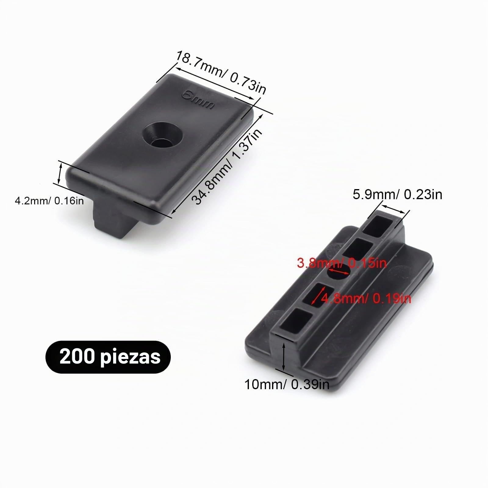 200 Piezas Clips en T de 6mm para Decking Compuesto - Fijación Oculto para Suelos, Terrazas, Balcones y Jardines - Compatible con Tarimas de Plástico y Composite - Accesorios de Montaje Profesional