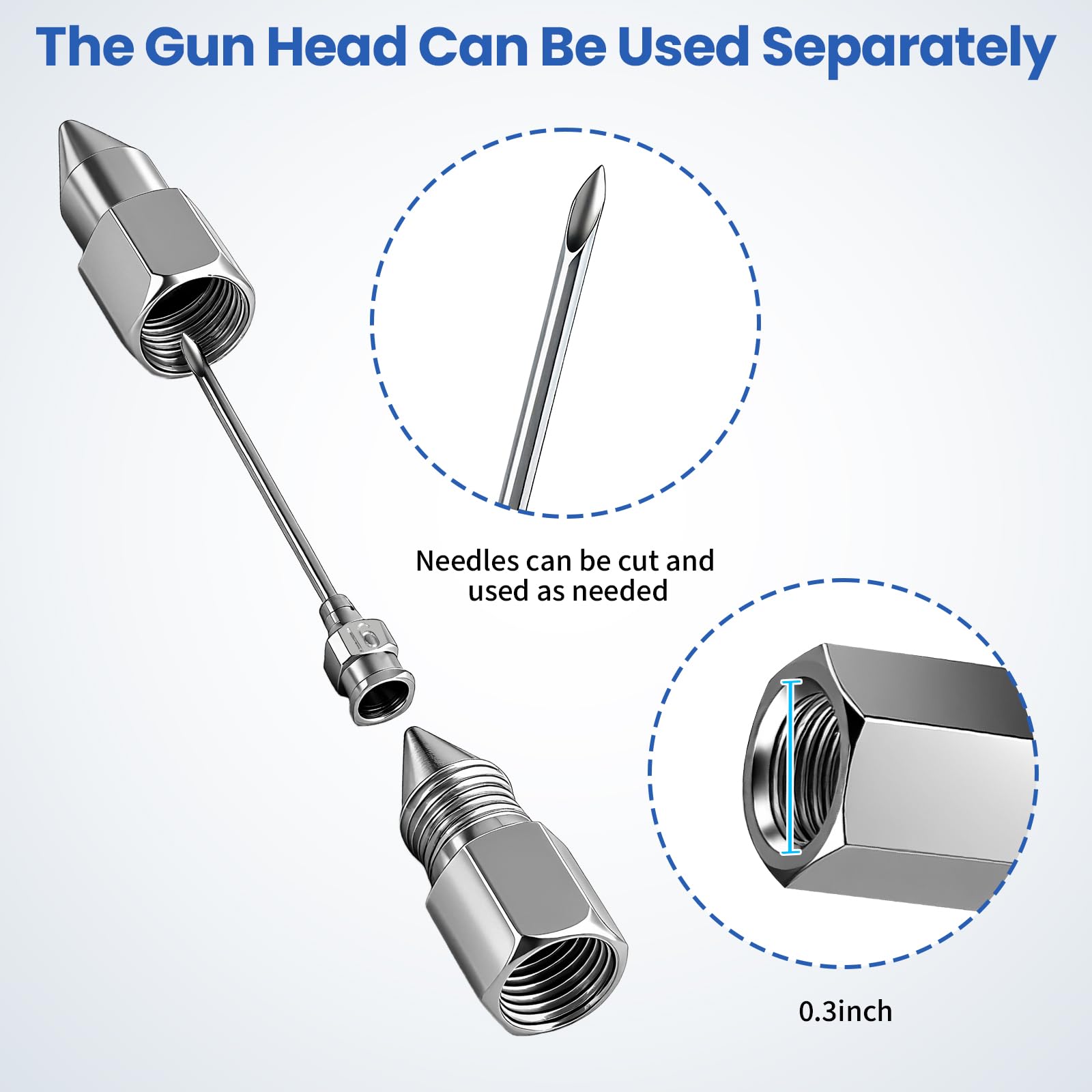 7PCS Grease Gun Needle Tips Accessories Kit Set Mini Needle Dispenser Rubber Joint Nipple Straight Nozzle Coupler Elbow Fittings Adapter Detachable Injector for Narrow Tight Small Confined Spaces