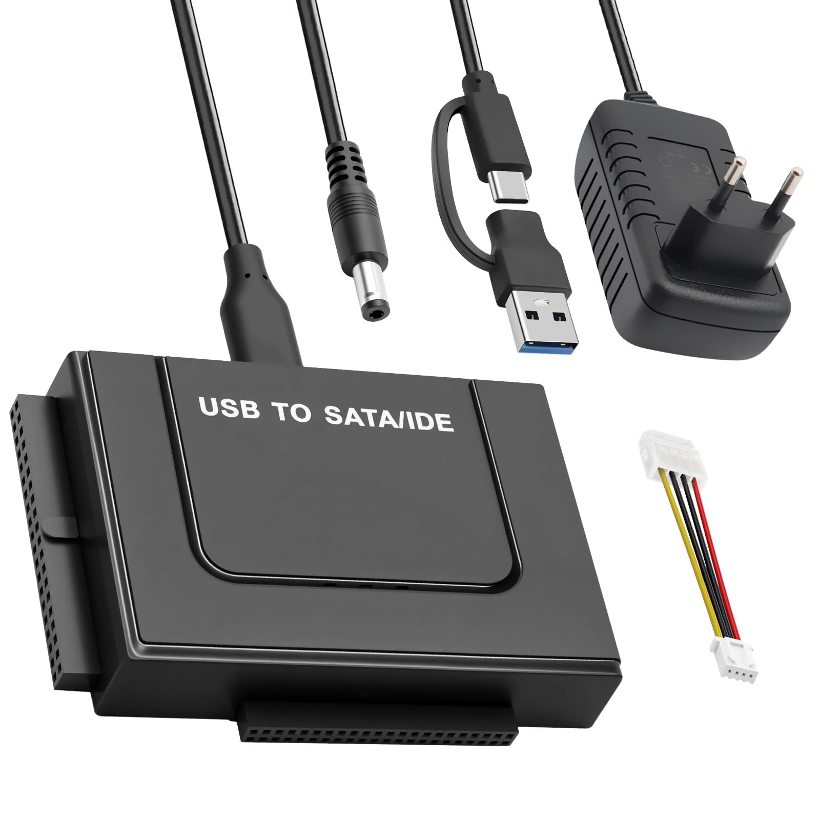 6Gbps Adattatore USB3.1 IDE e SATA, USB3.1 a SATA IDE Adattatore per Disco Rigido ConvertitoreSATA&IDEper Unità HDD o SSD da 2,5 e 3,5 Pollici,Compatibile Windows10/8/7/XP/Vista/MacOS/Linux