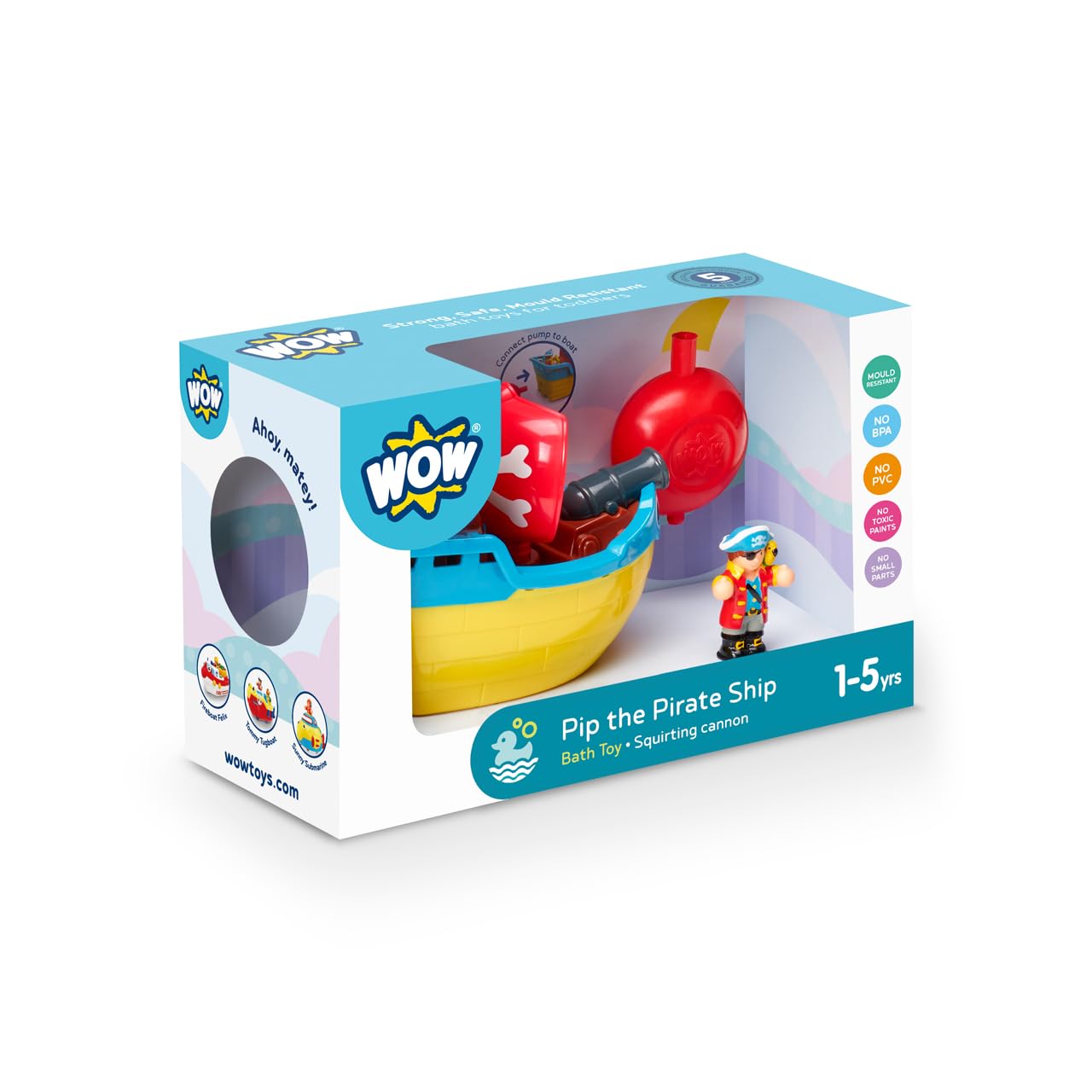 Toys Pip the Pirate Ship,Blue/Yellow/Red/Brown,Small