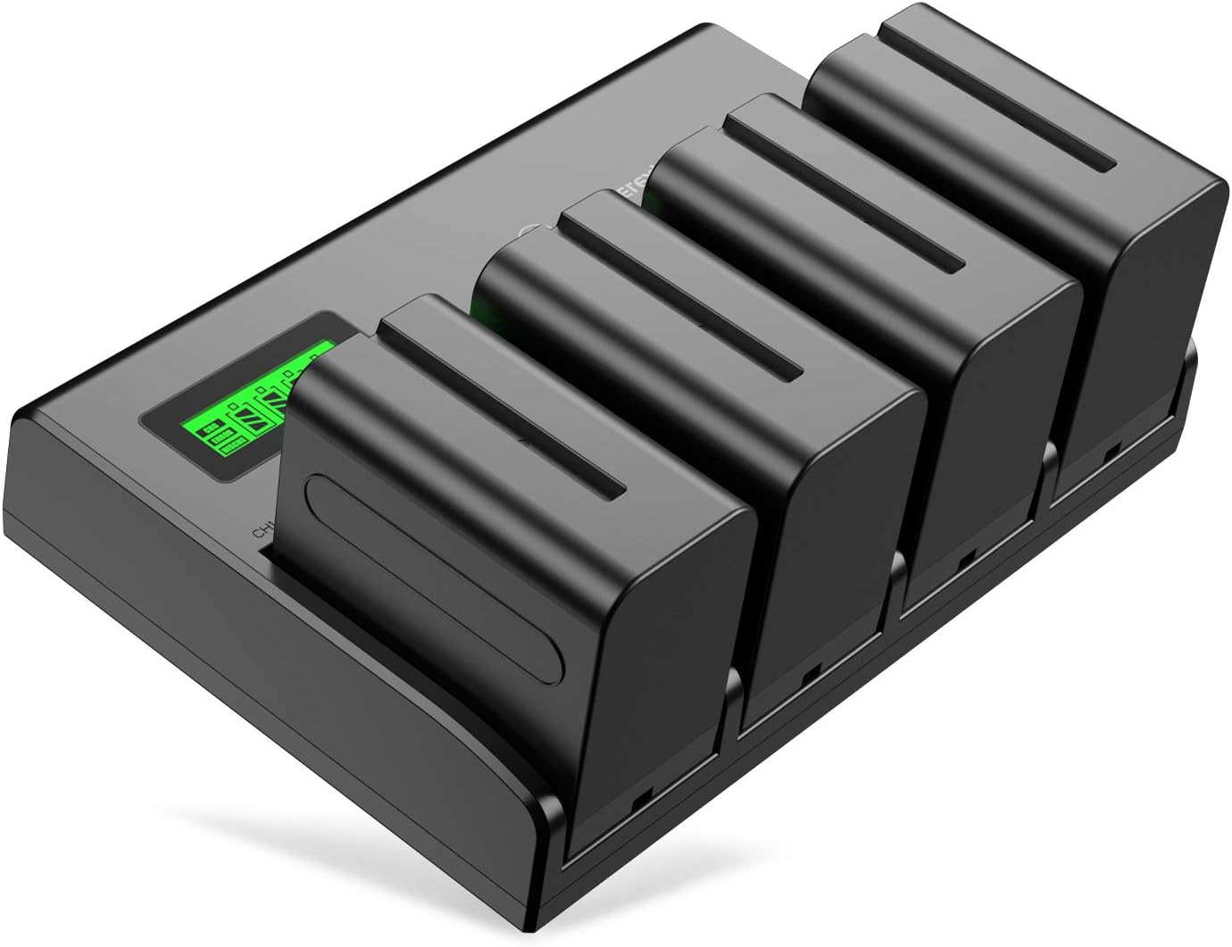 Powerextra 4 Pack Batteries and 4-Channel Charger for Sony NP-F970, NP-F960, NP-F950, NP-F930, NP-F770, NP-F750, NP-F570, NP-F550