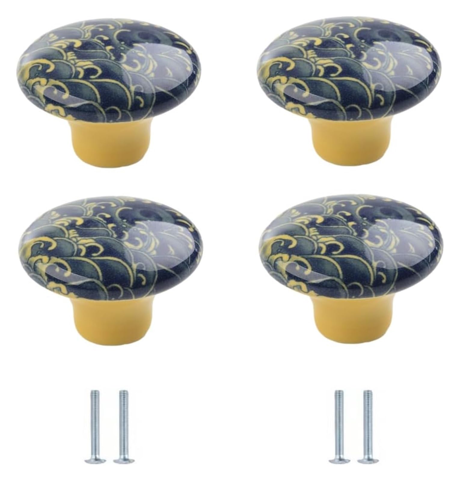 LQZAXSRDR Ceramic Cupboard Drawer Handle Knobs, Ceramic Round Single Hole Knobs 4 Pcs for Cabinet Wardrobe Drawer Multiple Sizes(38 * 27mm)