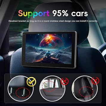 9 Inch Multi-Functional Car TV Headrest Monitor for Back Seat, IPS Touch Screen Video Player with Carplay Android Auto