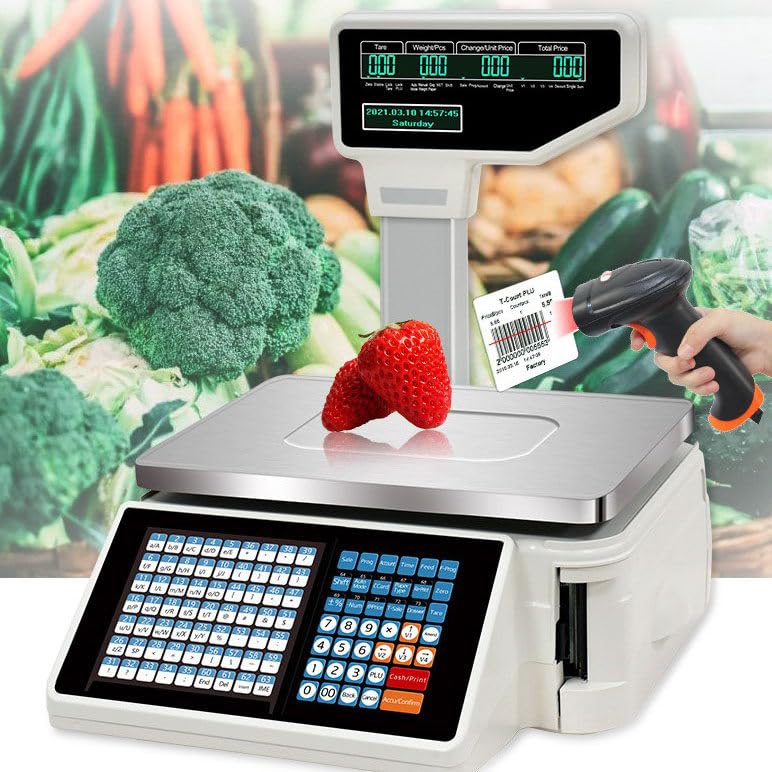 Báscula digital con impresora y doble pantalla miniatura 2