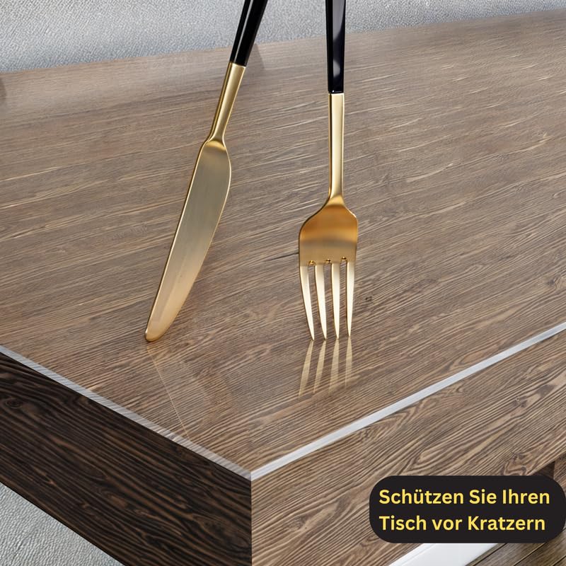 Film de Protection de Table Transparent de 2 mm avec Bords biseautés - Différentes Tailles/Dimensions au Choix - Film de Protection de Table Transparent en PVC (Largeur 70 x Longueur 110)