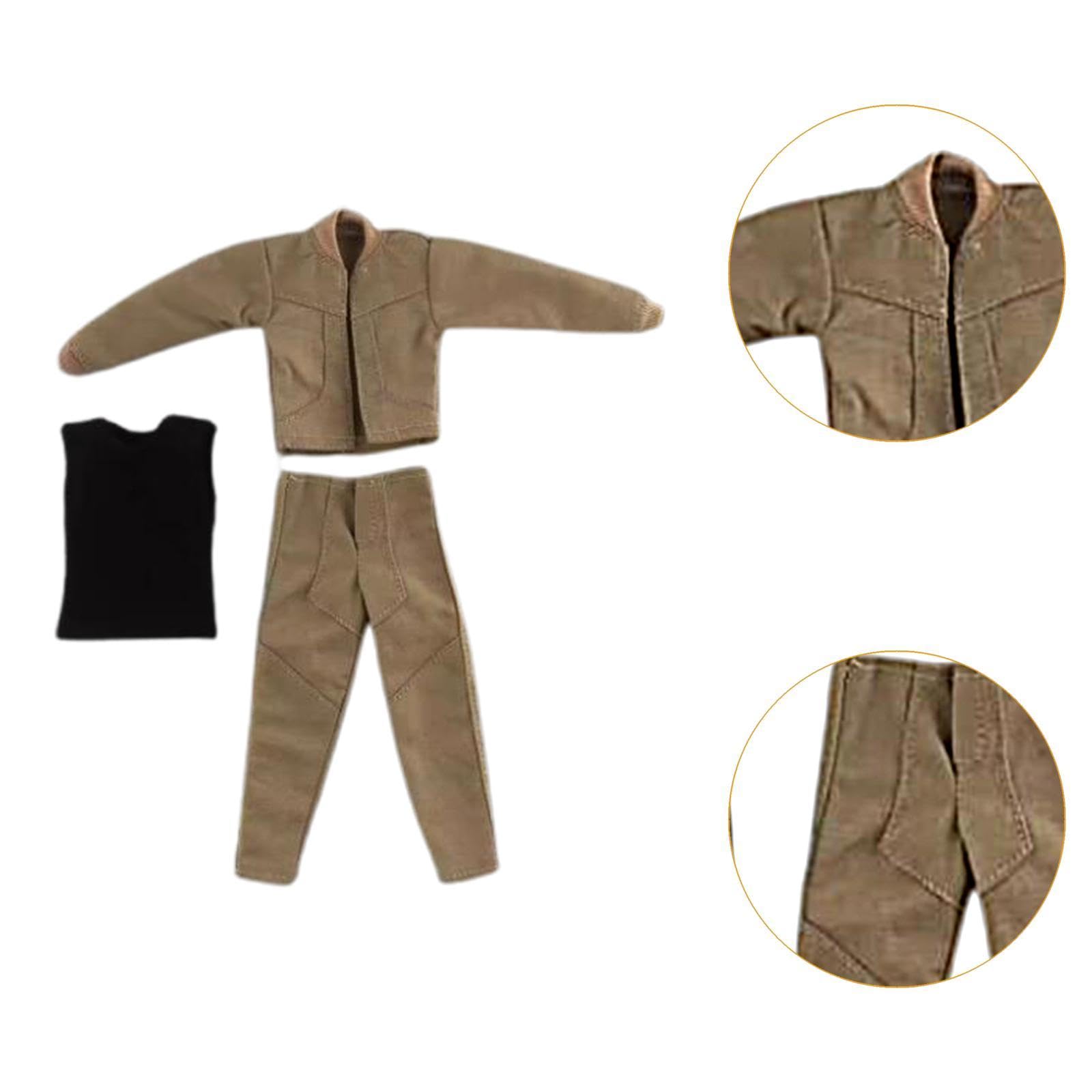 1/ Kit de Ropa para Figuras de Muñecos Masculinos de 6 Pulgadas Que Incluye Chaleco Y Pantalones, Caqui