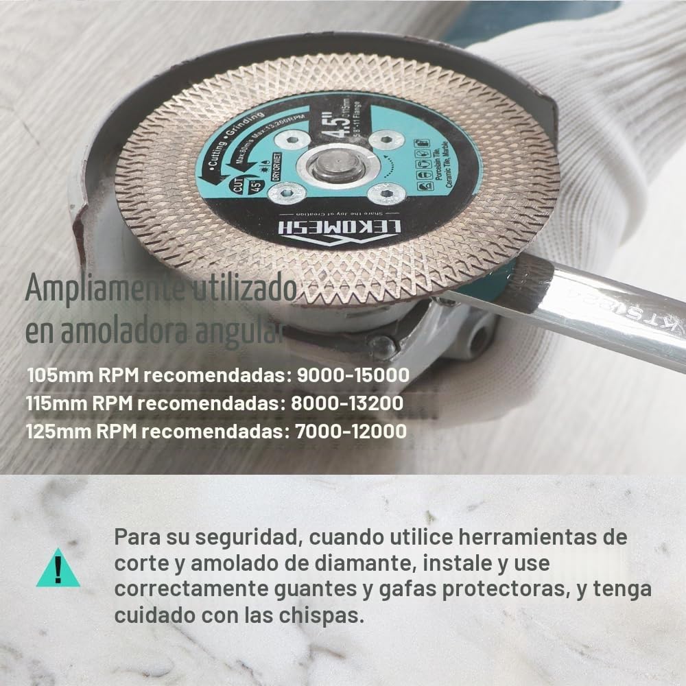 Discos Diamante 115MM para Porcelanico - Doble Cara Disco de Corte y Rectificado Diamante Ultrafino LEKOMESH para Cortar Esmerilar Cerámica Azulejos Mármol Granito,Rosca M14,X Malla