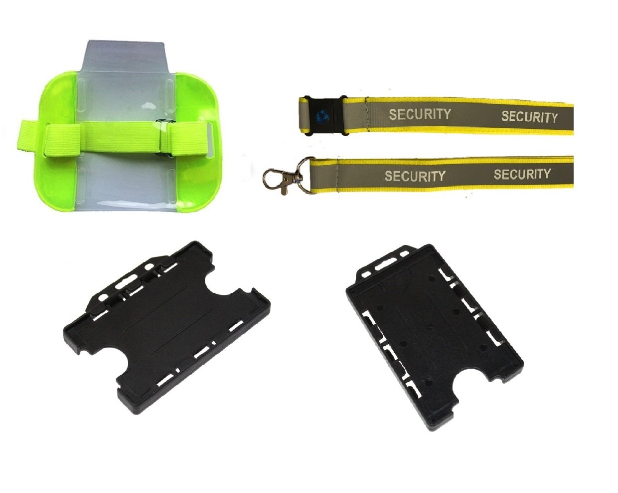 Sia Security Kit - Includes Reflective Security Lanyard & Armband & Double Card Holder (Yellow Kit - Horizontal Card Holder)