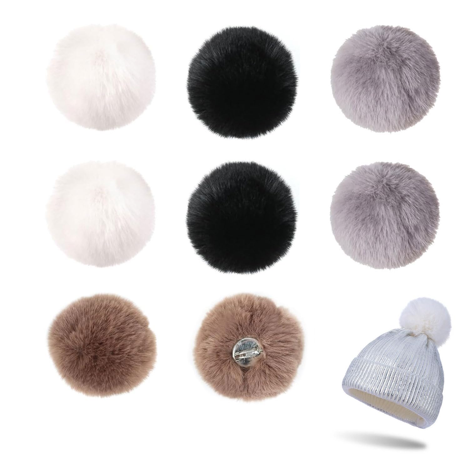 12 Pompon In Finta Pelliccia Di Volpe, Pompon Soffici Con Anello Elastico, Per Cappelli, Portachiavi, Sciarpe, Guanti, Borse, Scarpe, Accessori, 2 Pezzi Per Ogni Colore, 10 Cm - 11