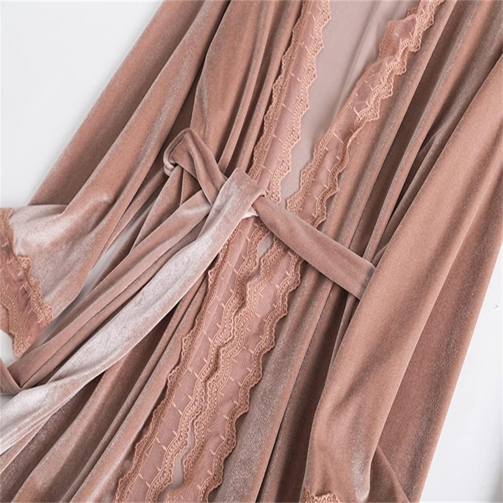 Sexy Backless Halter Top Female Pajamas Bathrobe Robe Velvet 2PCS Bridal Wedding Robe Set Autumn And Winter