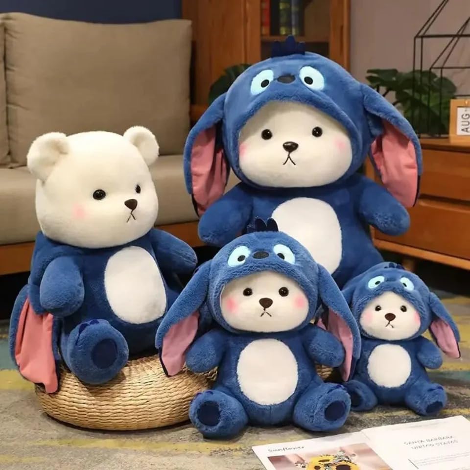 Image of Niku Teddy Bear Soft Toy with Hoodie for Kids Baby Girl boy Girlfriend | Blue Plush Toy | Lovable Huggable Soft Teddy Bear Toy | Birthday Gift | 30 cm