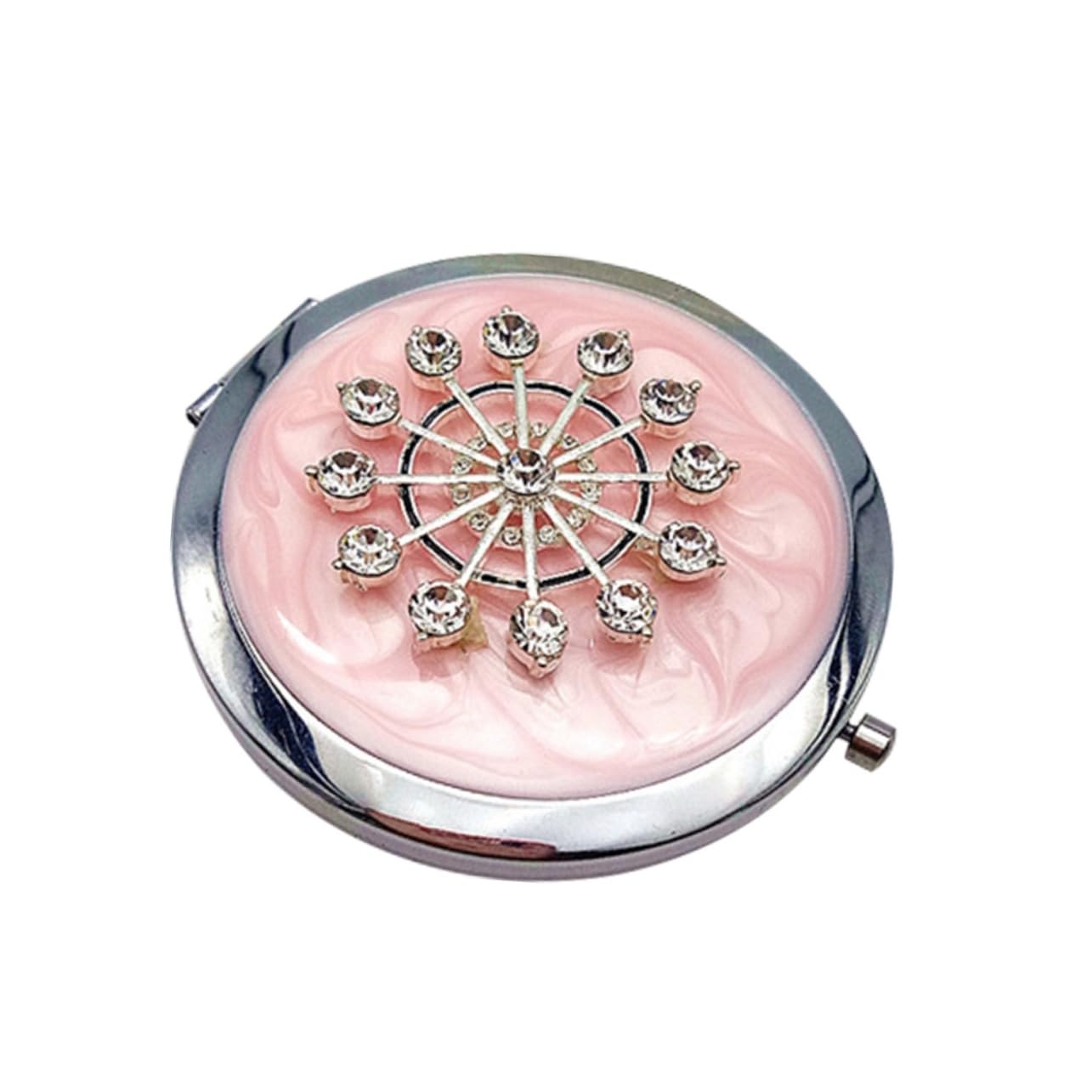 FOMIYES Portable Folding Makeup Mirror Ferris Wheel Pattern Compact for Purse Double-sided Mirror for Travel and Daily Use