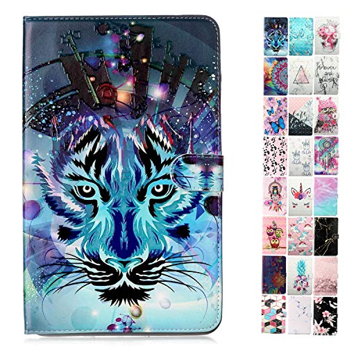 Tablet-PC Hülle kompatibel für Universal 10 Zoll (9.5-10.5 Zoll) Muster Design Tasche Leder Flip Case Etui Schutzhülle Cover mit Kartenfach -