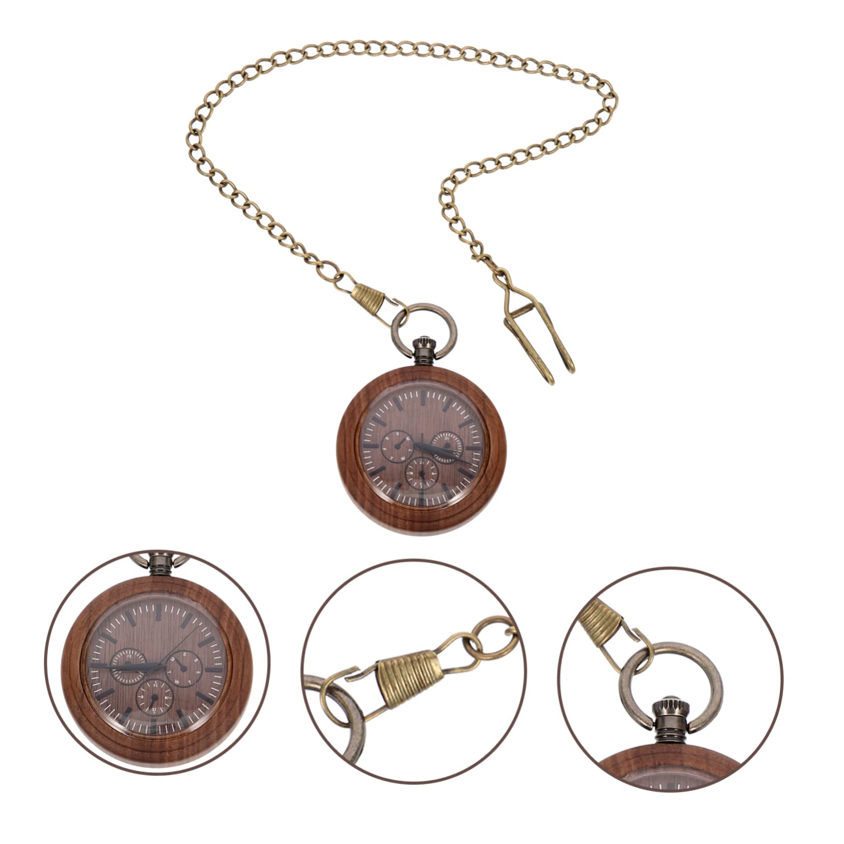 Gatuida 2 Uds Padre Reloj Electrónico Madera Lisa Hombres Clásico Vintage Batería Suéter Día para Largo Regalo Cumpleaños Madera con Portátil Colgante Niños Mecánico Retro Universal
