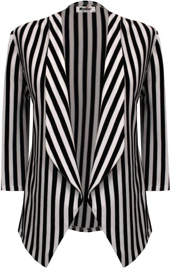Mollie Womens Ladies 3/4 Sleeve Vertical Stripe Blazer