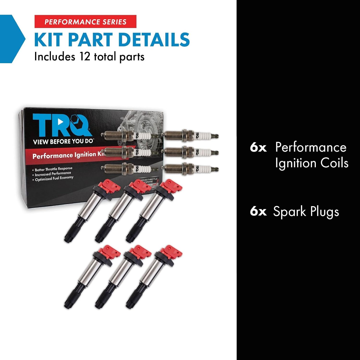 TRQ Ignition Coil and Spark Plug Kit 12 Piece Iridium Spark Plugs Compatible with 2003-2006 BMW 325Ci 325i 325xi 330Ci 330i 330xi 525i 530i 2004-2006 X3 X5