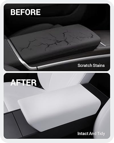 Miniatura 21 de BASENOR Funda para consola central mejorada para Tesla Modelo Y Modelo 3, funda de reposabrazos de TPU antideslizante, accesorios interiores