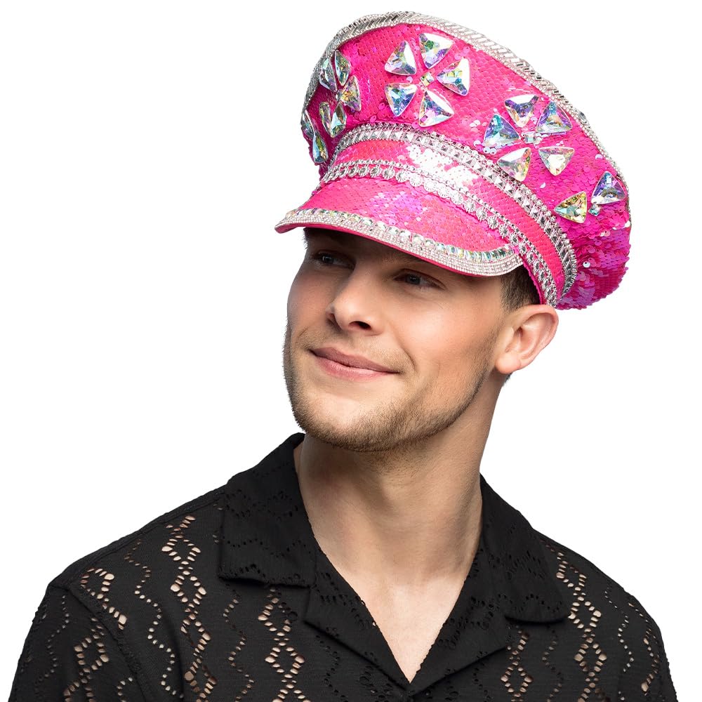 Boland 33035 Burning Man Hat Pink Peaked Cap with Sequins, Hat for Costumes Festival, Carnival and Theme Party - Image 3