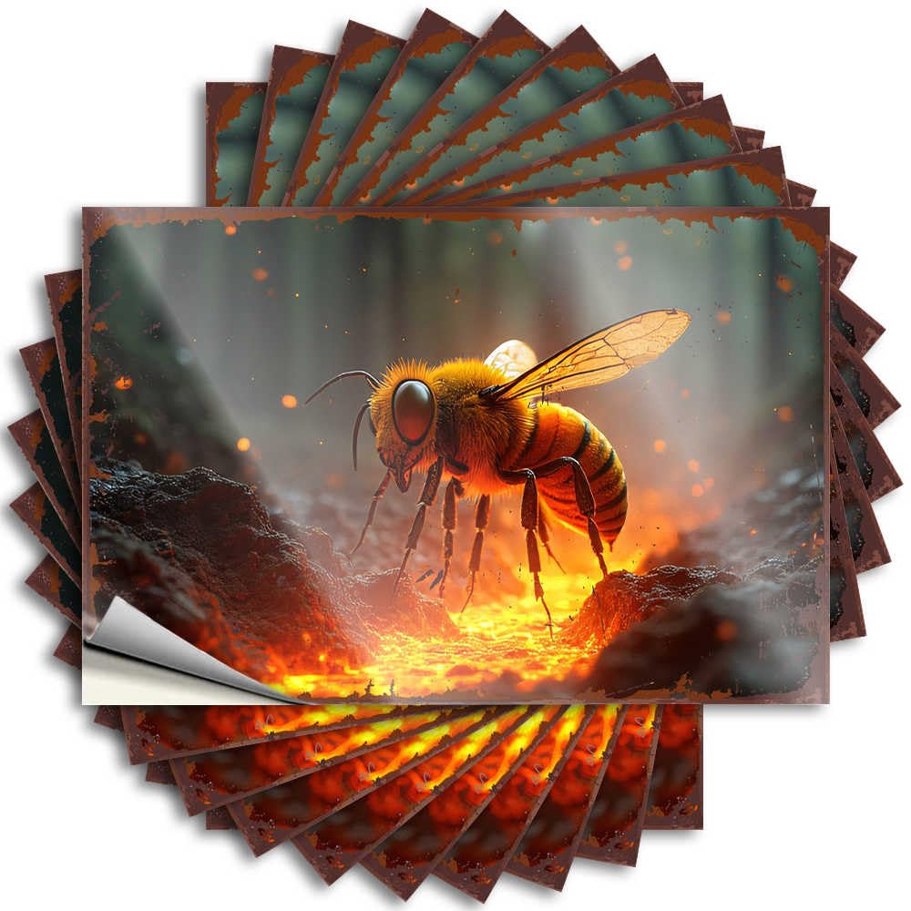 Sticker Camper Decor | Retro Case A Bee Above Lava: Fiery Forest Adventure for Interesting(6X9CM)