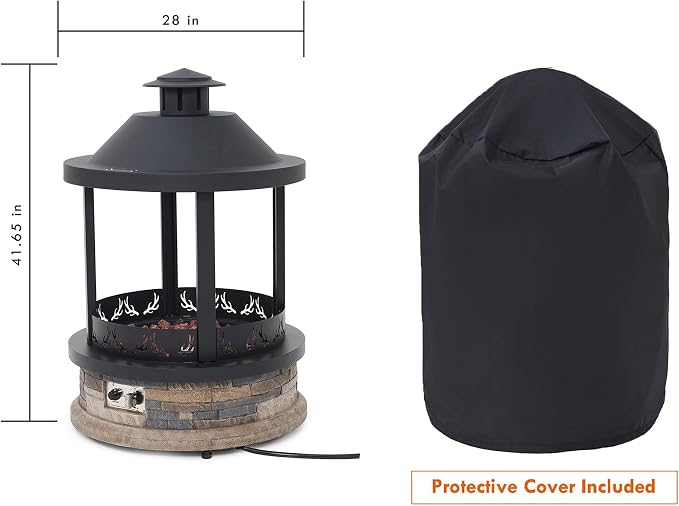 Brasero Exterior de Propano 28 pulgadas con Base de Piedra miniatura 3