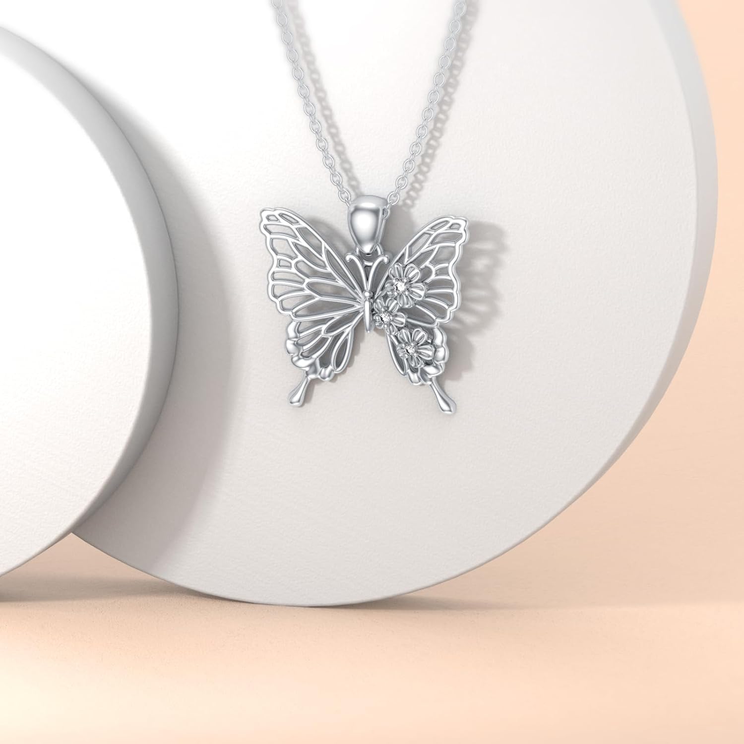 Diamond Butterfly Necklace for Women Sterling Silver Butterfly Pendant Necklace Butterfly Jewelry Gift for Women Wife Friend - Image 3