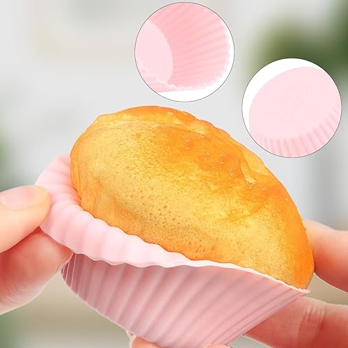 Miniatura 4 de Generic Paquete de 24 tazas de silicona para hornear, forros reutilizables para muffins, moldes antiadherentes para tartas, tamaño estándar, 6