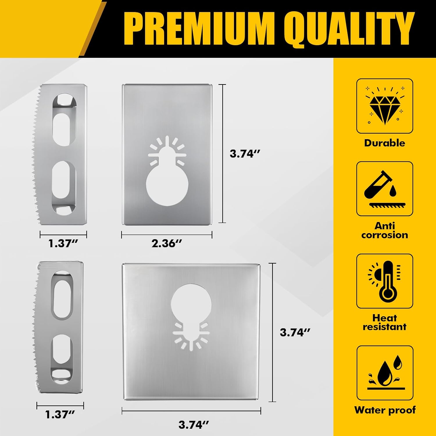 2 Pcs Square Slot Cutter Compatible for Dewalt 20V & Milwukee M18 Oscillating Multi-Tool to Cut-in Single Gang Wall Boxes,Outlet Cutter for Drywall,Efficient Carving Tool,Rectangle + Square