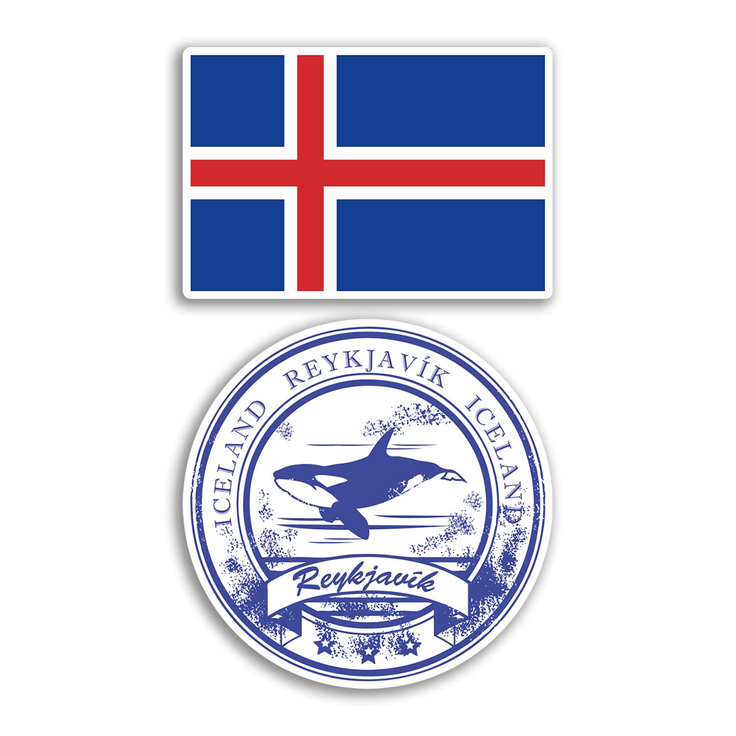 2 x 10cm Wide Reykjavik Vinyl Stickers - Iceland Icelandic Flag Holiday Travel Gift #78554