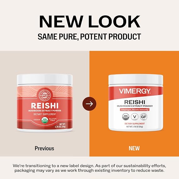 Vimergy Reishi Powder Superfood Cellular Support* Benefits Immune Health* USDA Certified Organic, Vegan, Paleo-Friendly, Gluten-Free 33 Servings
