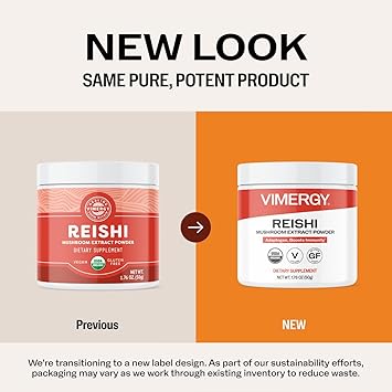 Vimergy Reishi Powder Superfood Cellular Support* Benefits Immune Health* USDA Certified Organic, Vegan, Paleo-Friendly, Gluten-Free 33 Servings