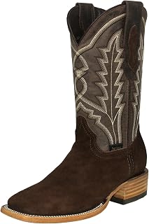 Mens Brown Western Dress Cowboy Boots Classic Suede Leather Square Toe