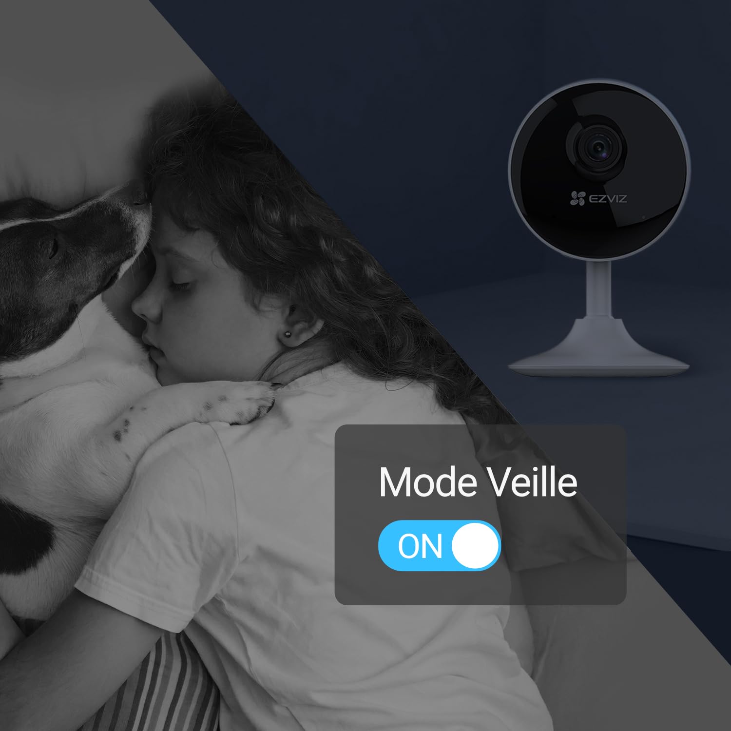 EZVIZ Caméra Surveillance WiFi Interieur 1080P FHD, Caméra IP WiFi sans Fil, Caméra Bébé/Animal Compatible Alexa, 135° Grand Angle, Détection de Mouvement, Audio Bidirectionnel, C1C 2PK