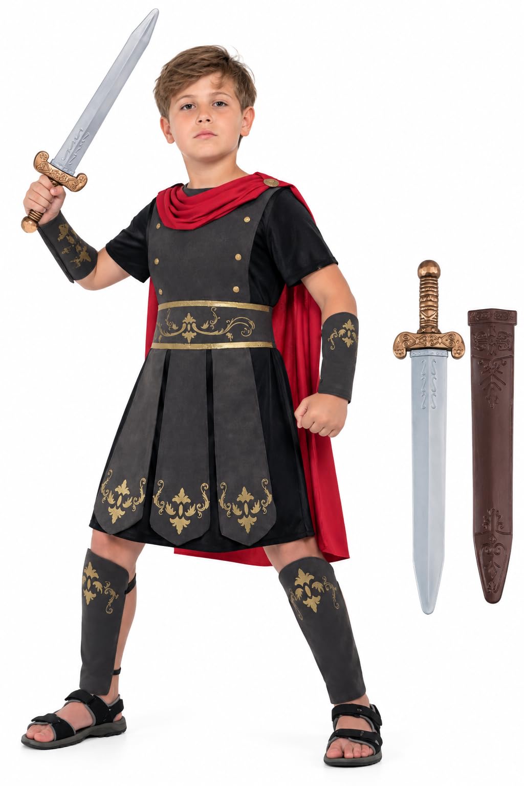 Smiffys Childs Roman Soldier Costume, Sword & Scabbard Set Age 10-12
