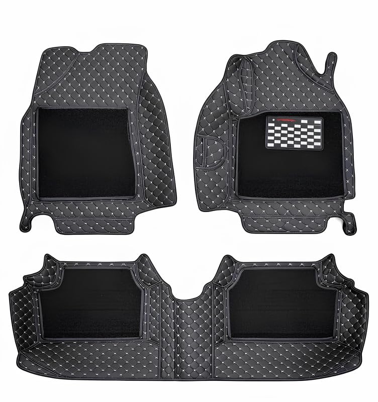 Image of SINEX Premium 7D car mat Full Set for Nissan Kicks (Model : 2019-2024) Luxury Leather Double Car Floor Mat Complete Set || 100% Waterproof and Washable Color : Black