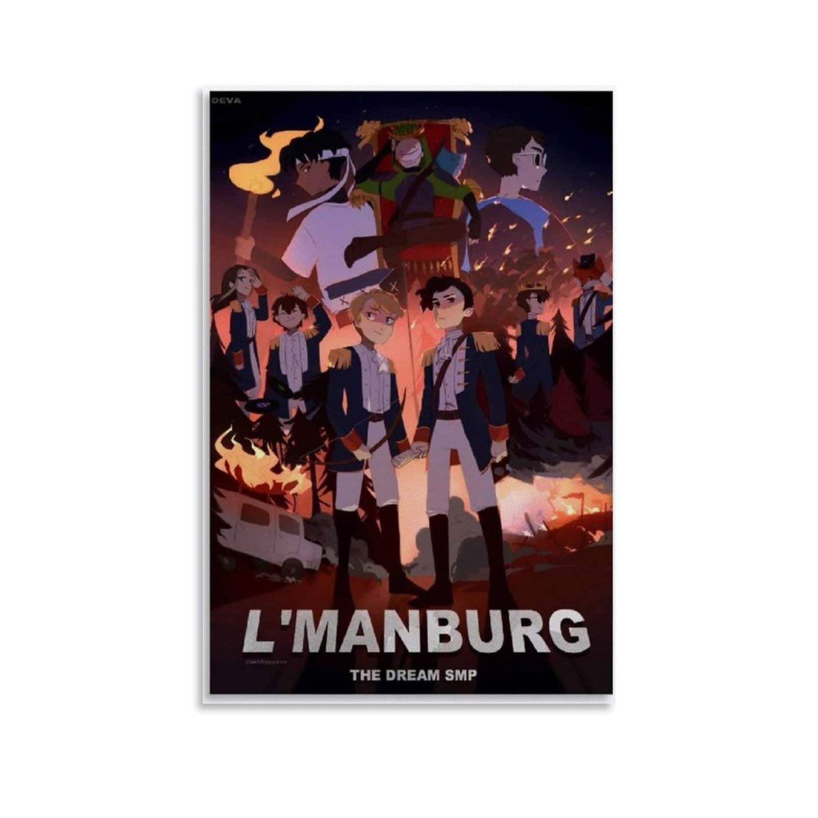 QWDAAnime Dream SMP L'Manburg Posters Poster Decorative Painting Canvas Wall Art Living Room Posters Bedroom Painting 08x12inch(20x30cm)