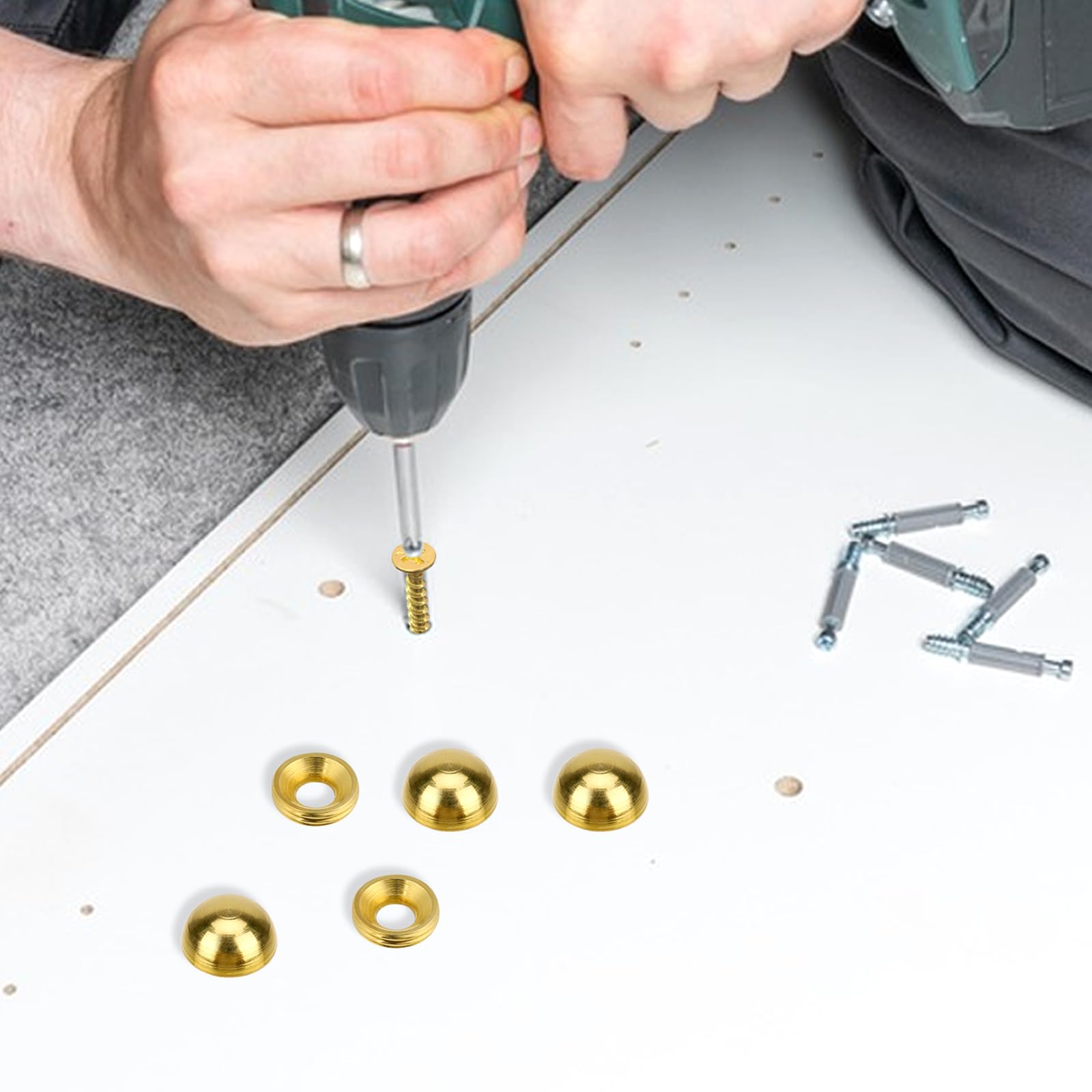 16 Viti Autofilettanti Decorative In Ottone Con Tappi | Per Mobili, Porte, Finestre - Stile Retrò - Foto 7