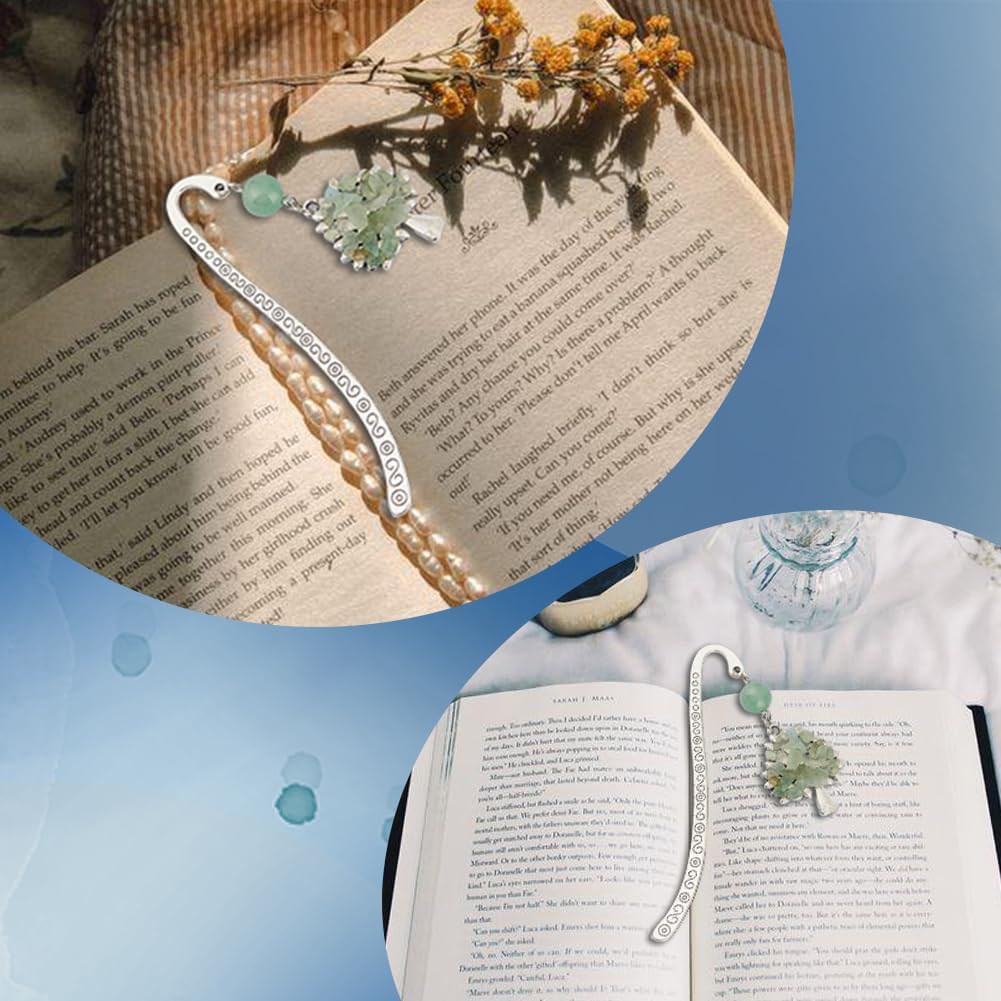 SUNNYCLUE 12Pz Segnalibri Albero della Vita in Stile Tibetano, Segnalibri in Metallo con Gancio Argento Antico, Ametista, Turchese, Perle di Pietre Preziose, Segnalibri in Metallo in Bulk per Lettura