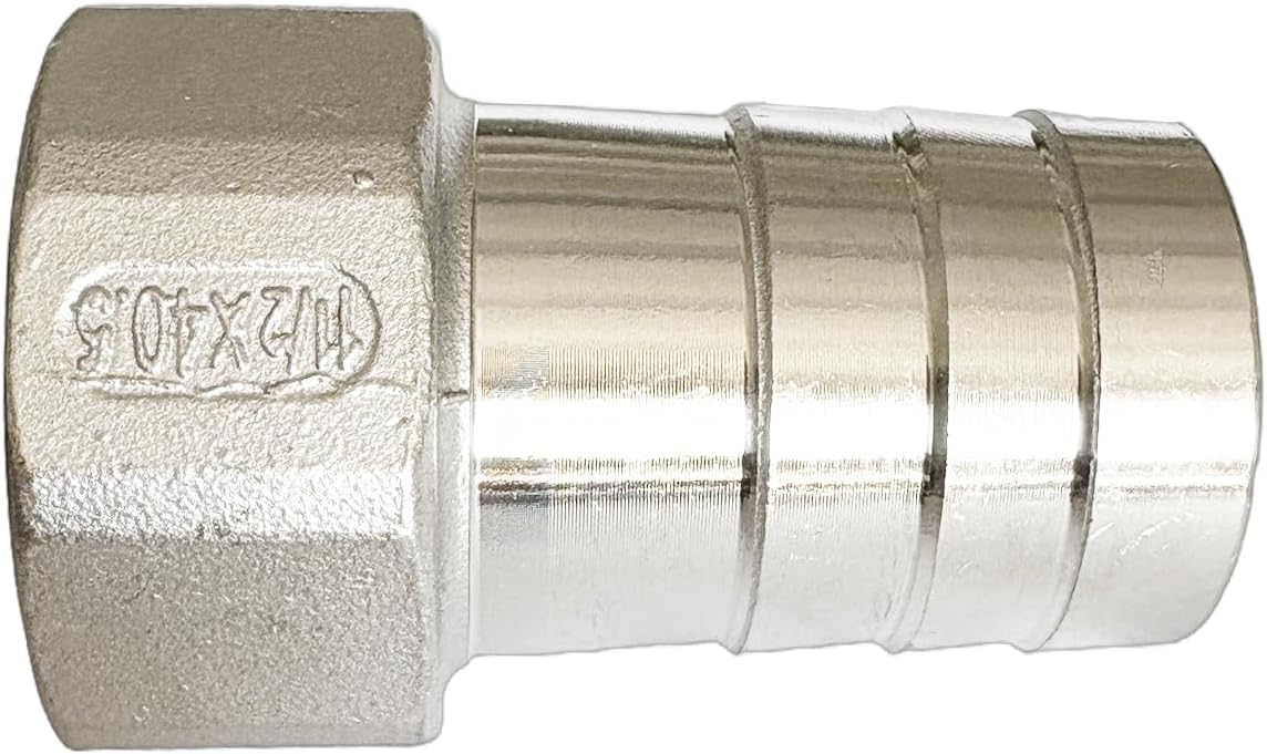 1-1/2"(40.5mm) Barbed Hose x 1-1/2" NPT Female Barbed Hose Fittings 304 Stainless Steel Home Brew Fitting
