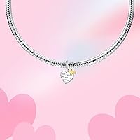 Vista 2 de Dije de cumpleaños de moda con forma de corazón, colgante de plata de ley 925, compatible con pulseras y collar, dije de joyería, regalo
