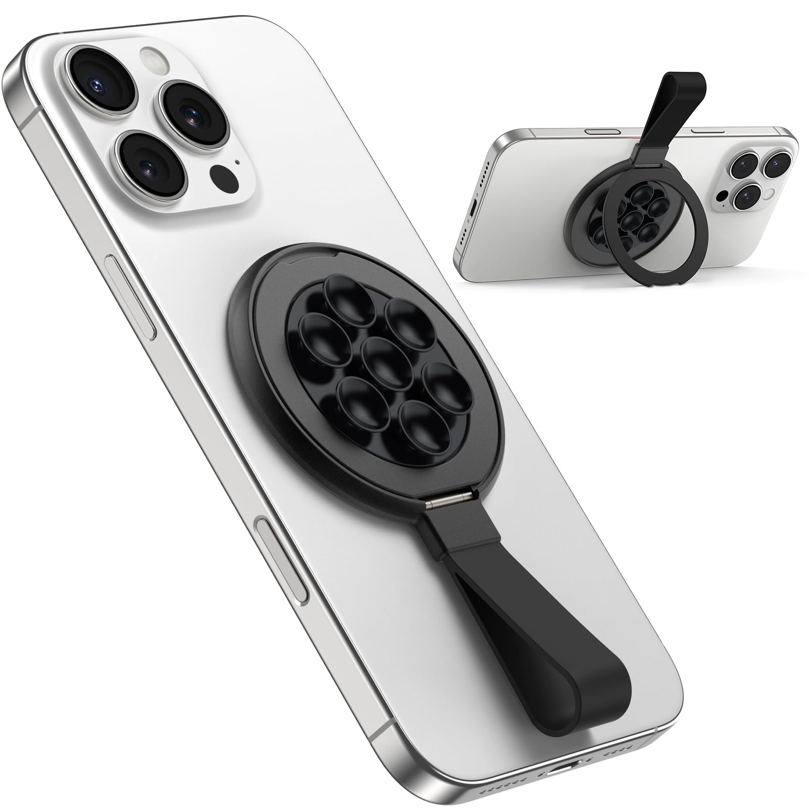 Ventouse Telephone Portable Magnétique Noire pour Fixation sur Support Lisse