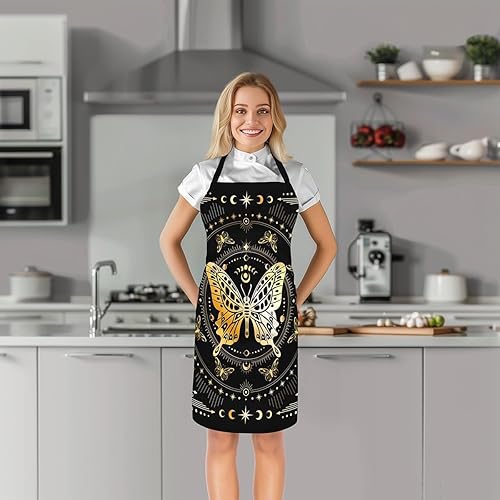 Miniatura 2 de Castle Fairy Delantal de chef negro impermeable delantales para cocinar hornear pintura